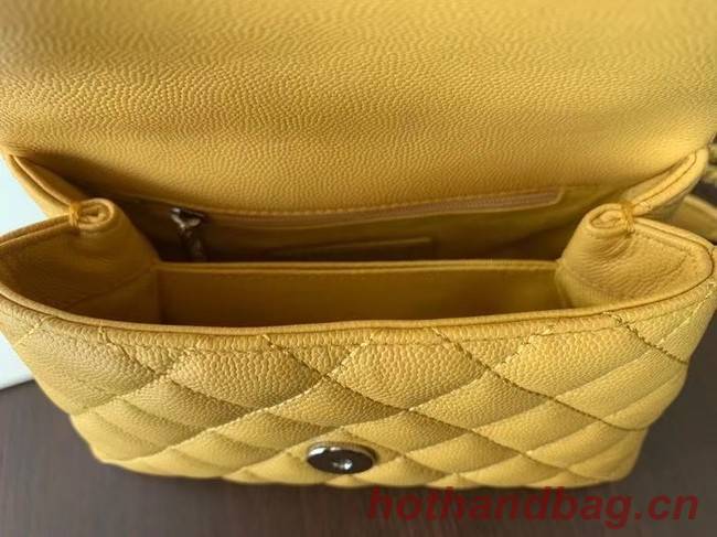 Chanel coco mini flap bag with top handle AS2215 yellow