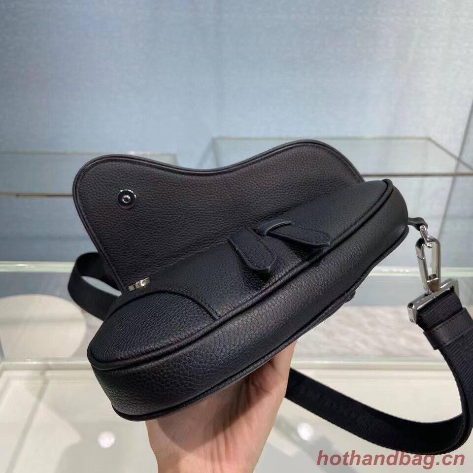 Dior SADDLE BELT POUCH Black Grained Calfskin C2109