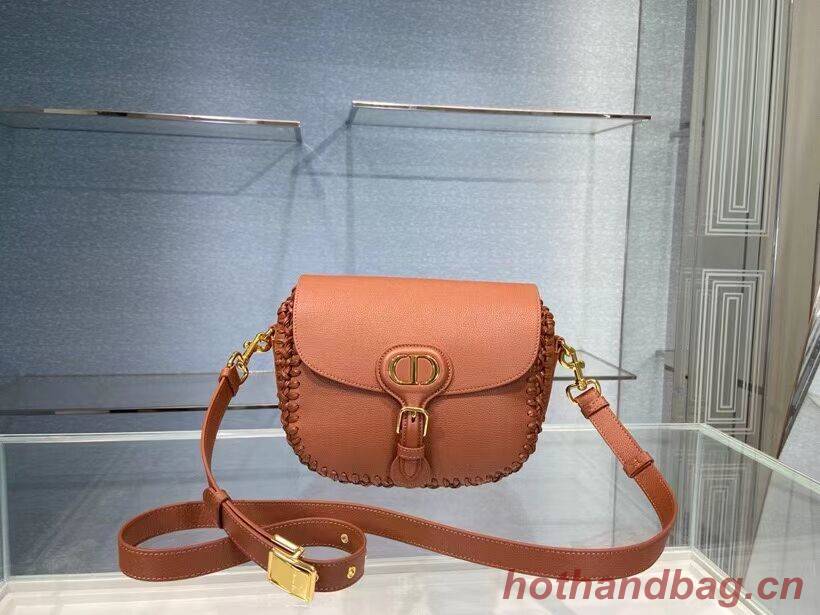 MEDIUM DIOR BOBBY BAG Dark Tan Grained Calfskin with Whipstitched Seams M9319U