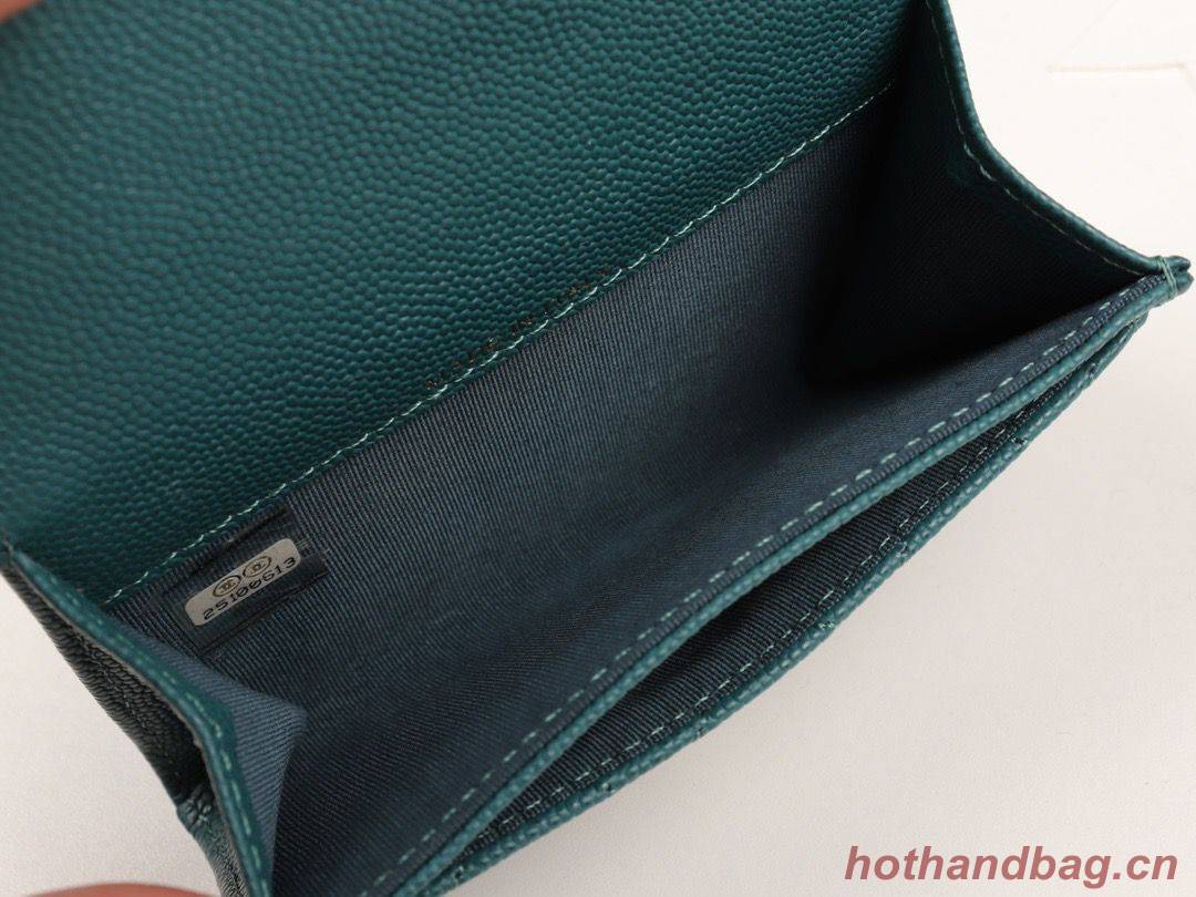 Chanel card holder Calfskin & Gold-Tone Metal A80799 Green