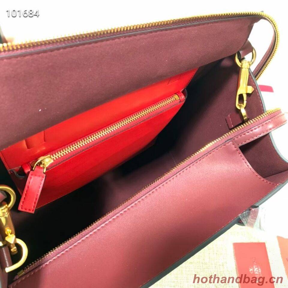 VALENTINO Origianl leather tote V2021 oxblood red