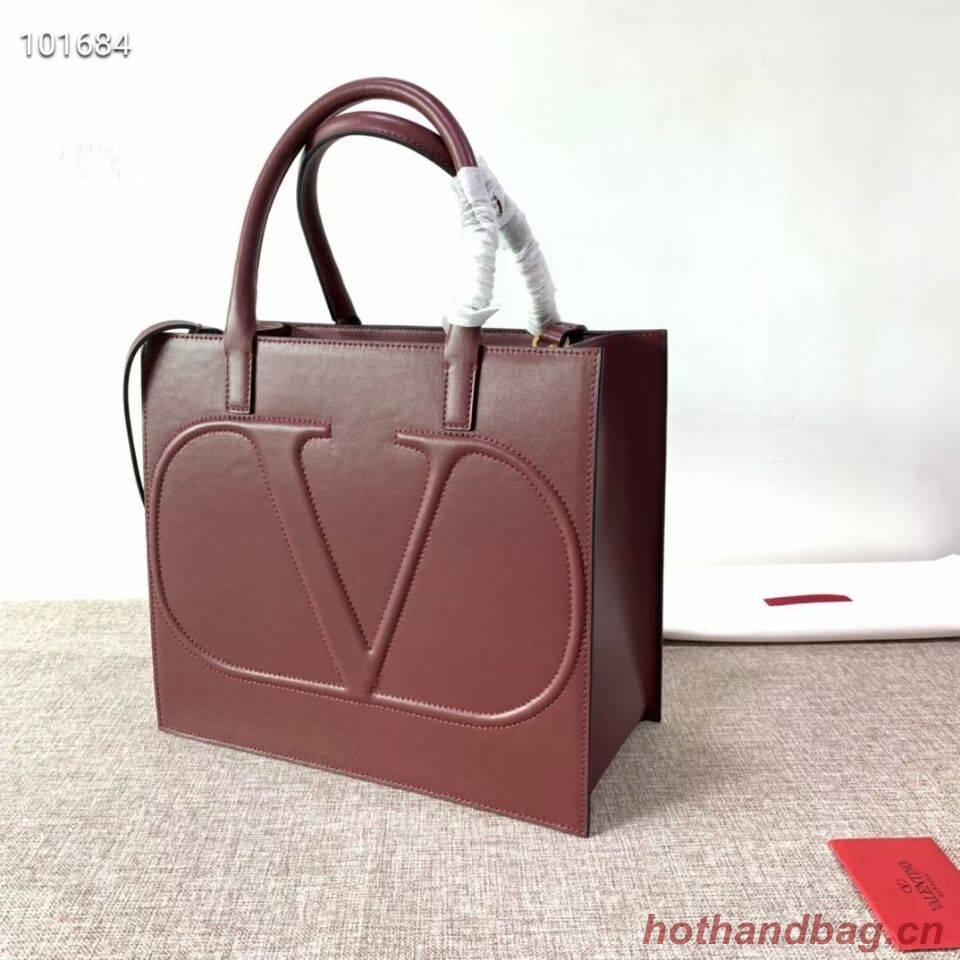 VALENTINO Origianl leather tote V2021 oxblood red