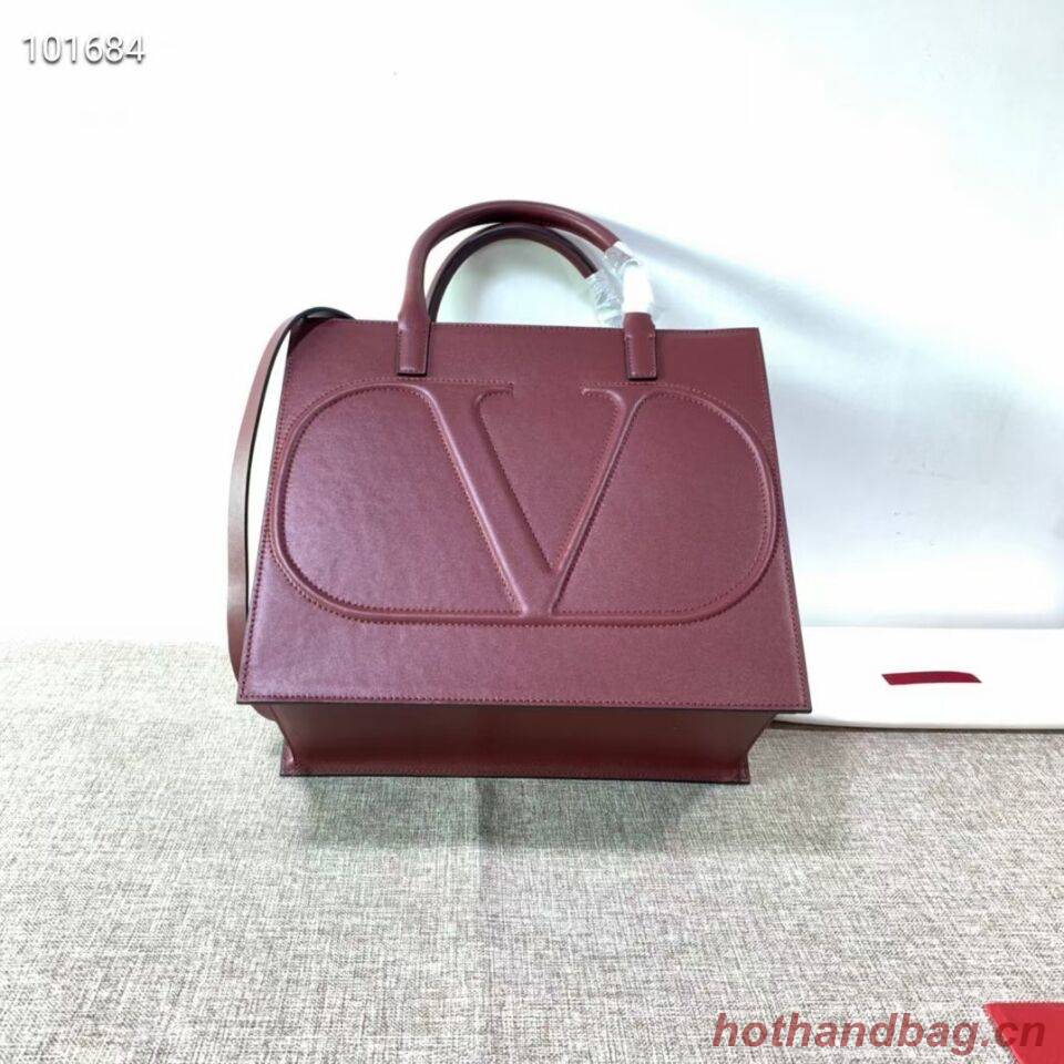 VALENTINO Origianl leather tote V2021 oxblood red