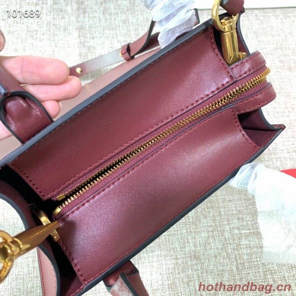 VALENTINO Origianl leather tote V2022 oxblood red