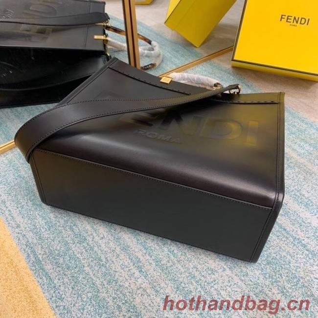 FENDI SUNSHINE MEDIUM black leather shopper 8BH386A