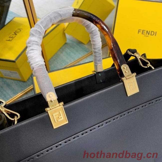 FENDI SUNSHINE MEDIUM black leather shopper 8BH386A