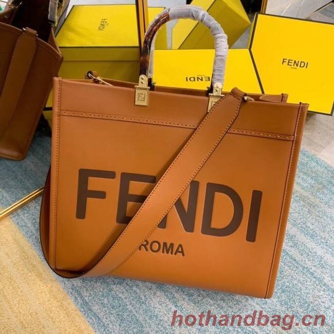 FENDI SUNSHINE MEDIUM brown leather shopper 8BH386A