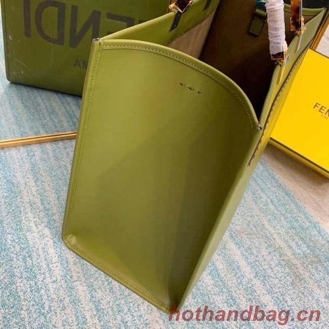 FENDI SUNSHINE MEDIUM green leather shopper 8BH386A