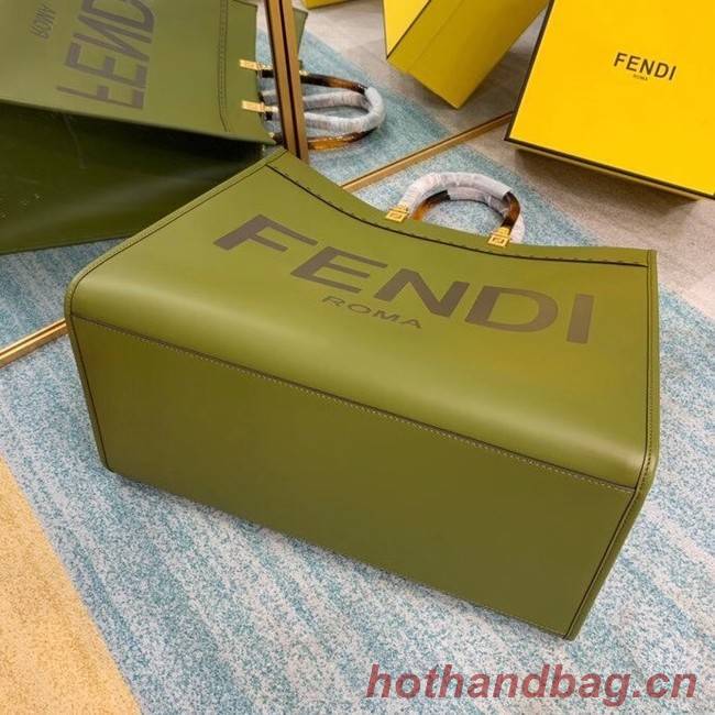 FENDI SUNSHINE MEDIUM green leather shopper 8BH386A