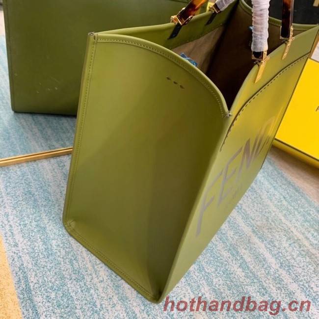 FENDI SUNSHINE MEDIUM green leather shopper 8BH386A