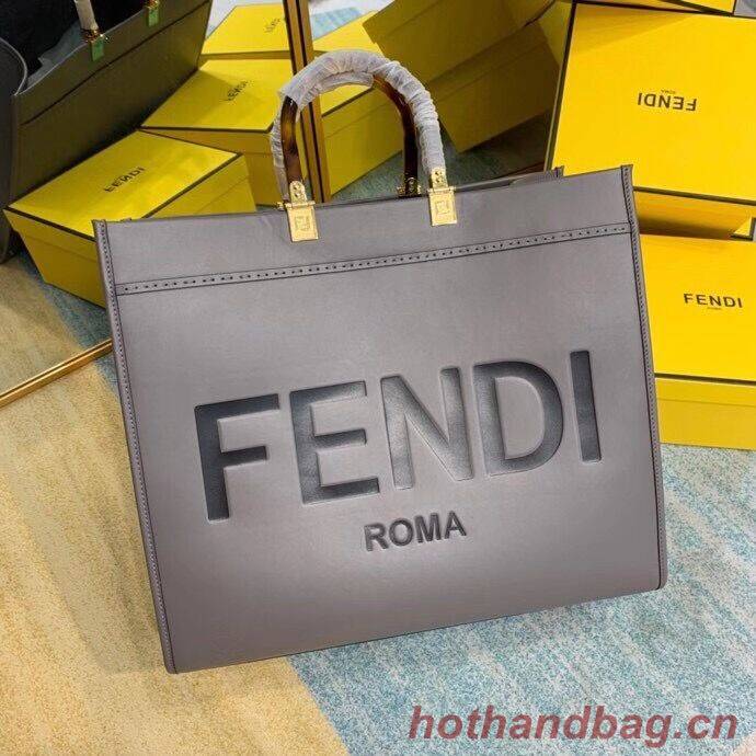 FENDI SUNSHINE large gray leather shopper 8BH387A