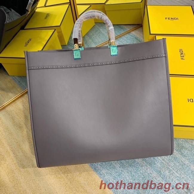 FENDI SUNSHINE large gray leather shopper 8BH387A