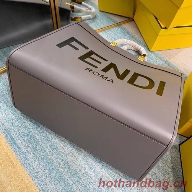 FENDI SUNSHINE large gray leather shopper 8BH387A