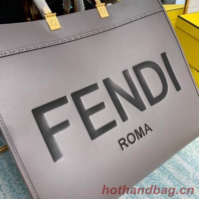 FENDI SUNSHINE large gray leather shopper 8BH387A