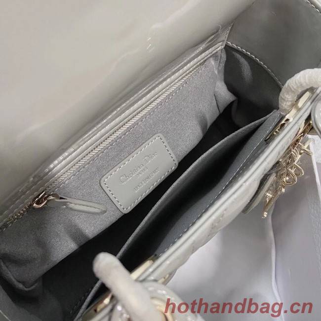 LADY DIOR MY ABCDIOR BAG Gray Patent Cannage Calfskin M0538