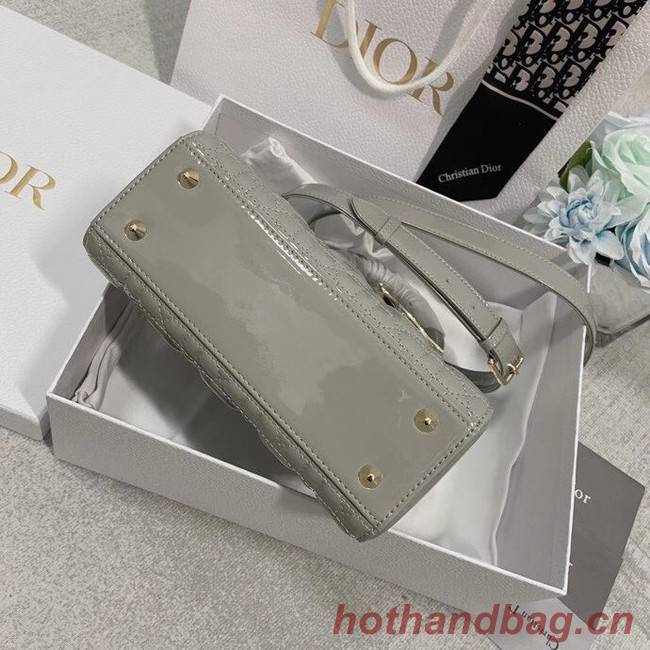 LADY DIOR MY ABCDIOR BAG Gray Patent Cannage Calfskin M0538