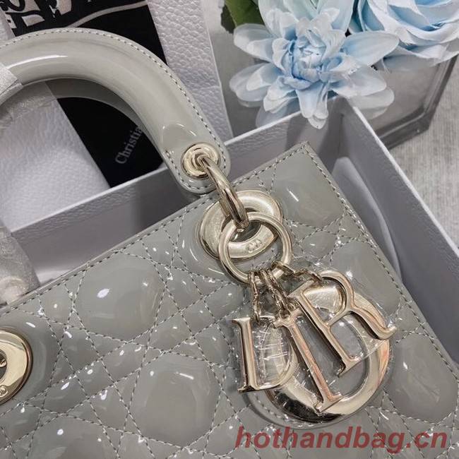 LADY DIOR MY ABCDIOR BAG Gray Patent Cannage Calfskin M0538