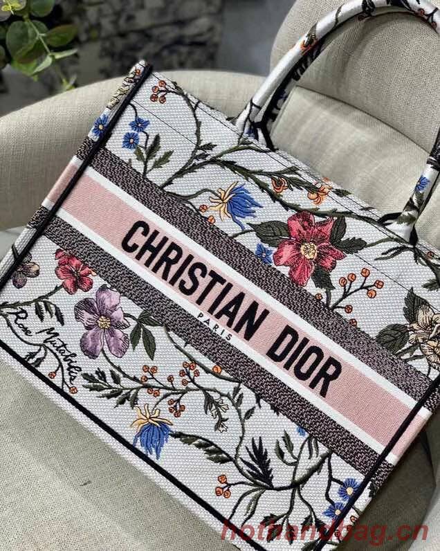 Medium DIOR BOOK TOTE Multicolor Mille Fleurs Embroidery M1296ZW