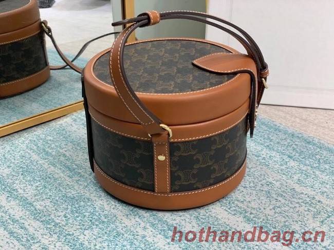 CELINE MEDIUM TAMBOUR BAG IN TRIOMPHE CANVAS 195192 brown