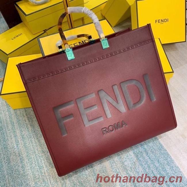 FENDI SUNSHINE large Burgundy leather shopper 8BH387A