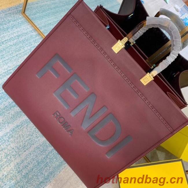 FENDI SUNSHINE large Burgundy leather shopper 8BH387A