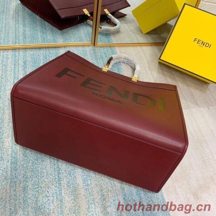 FENDI SUNSHINE large Burgundy leather shopper 8BH387A