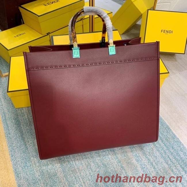 FENDI SUNSHINE large Burgundy leather shopper 8BH387A