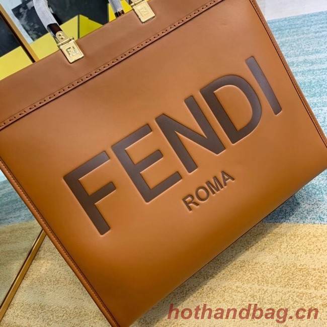 FENDI SUNSHINE large brown leather shopper 8BH387A