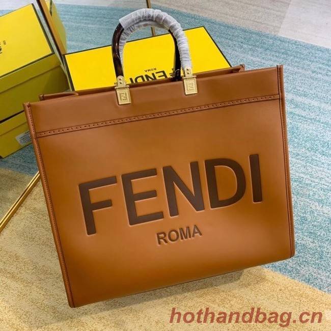 FENDI SUNSHINE large brown leather shopper 8BH387A