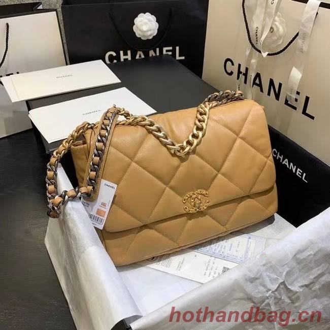 chanel 19 large flap bag AS1162 apricot