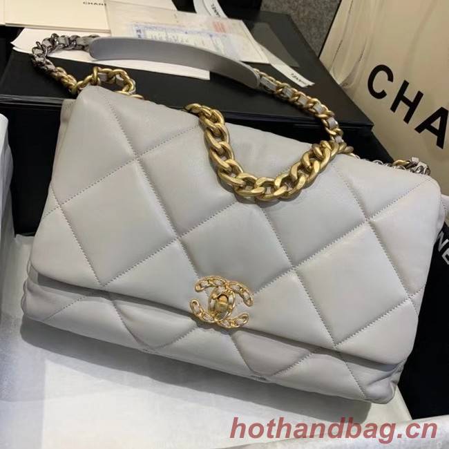 chanel 19 large flap bag AS1162 gray