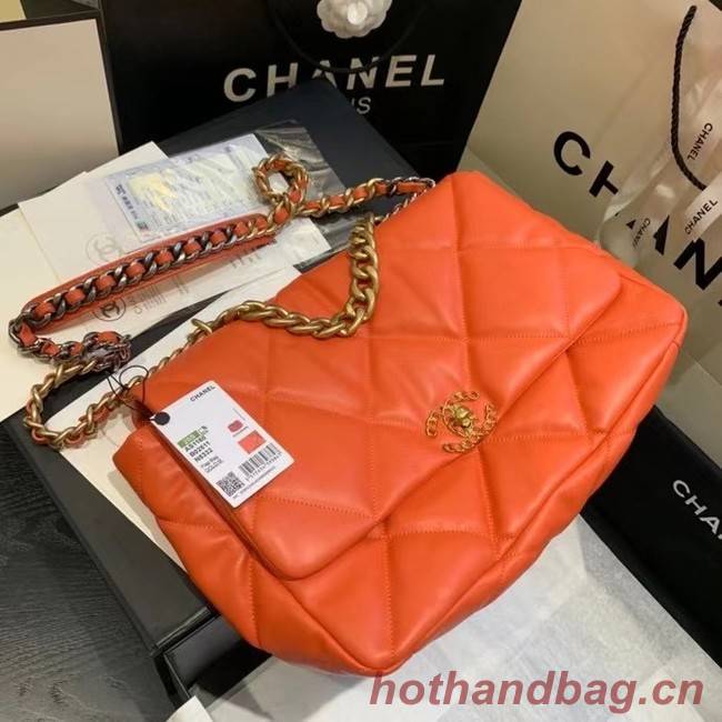 chanel 19 large flap bag AS1162 orange