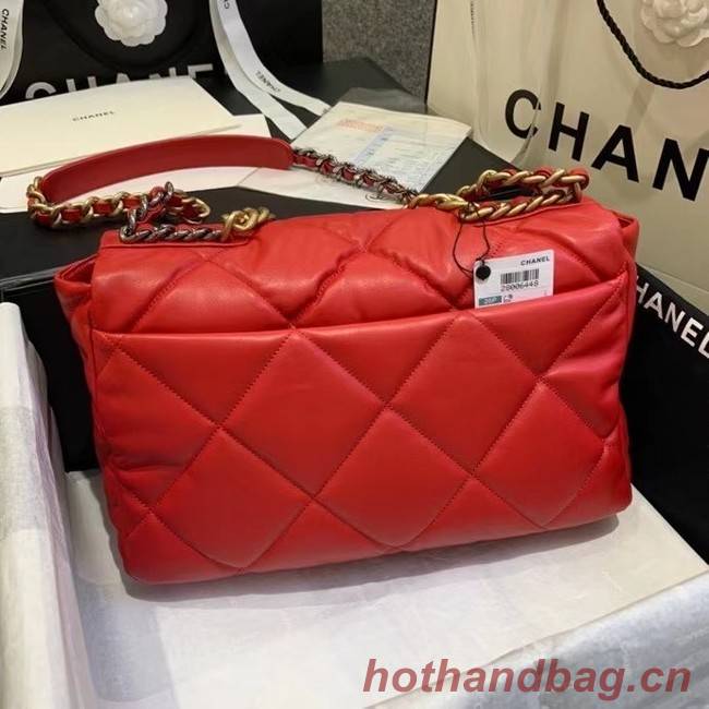 chanel 19 large flap bag AS1162 red