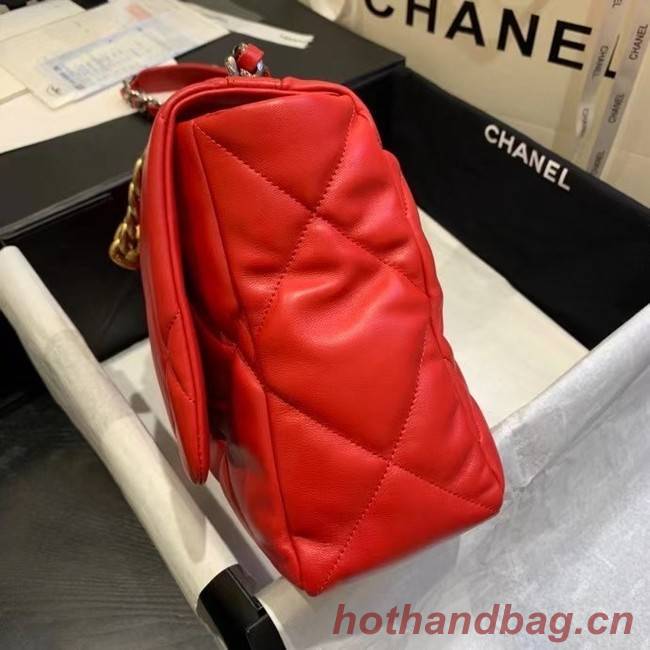 chanel 19 large flap bag AS1162 red