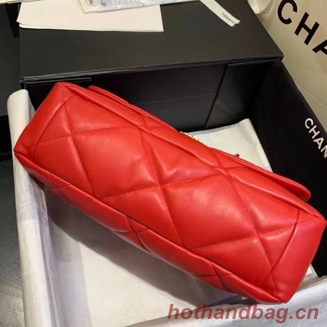 chanel 19 large flap bag AS1162 red