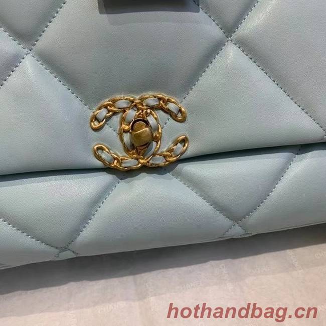 chanel 19 large flap bag AS1162 sky blue