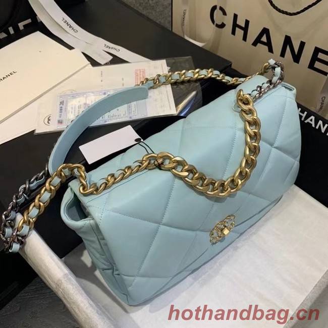 chanel 19 large flap bag AS1162 sky blue