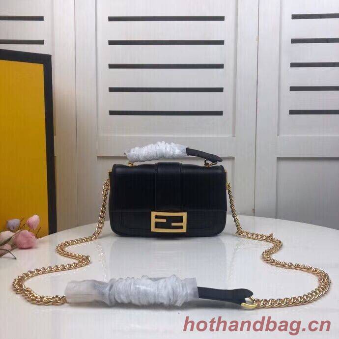 FENDI MINI BAGUETTE CHAIN Black nappa leather bag 8BS045A