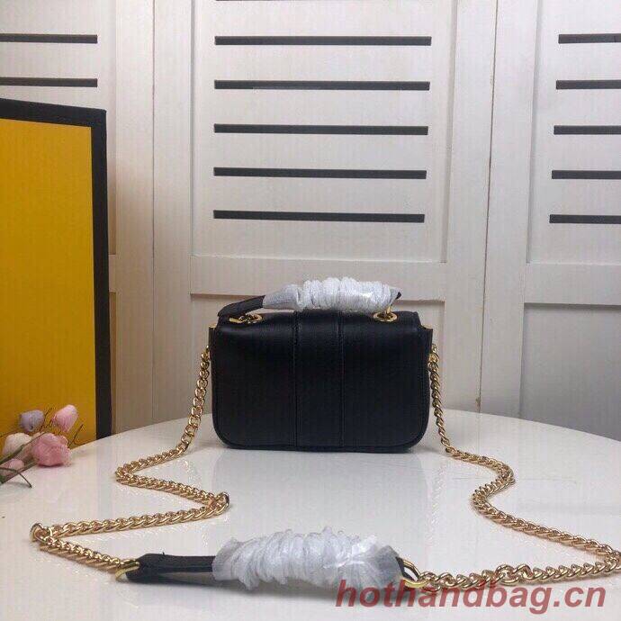 FENDI MINI BAGUETTE CHAIN Black nappa leather bag 8BS045A