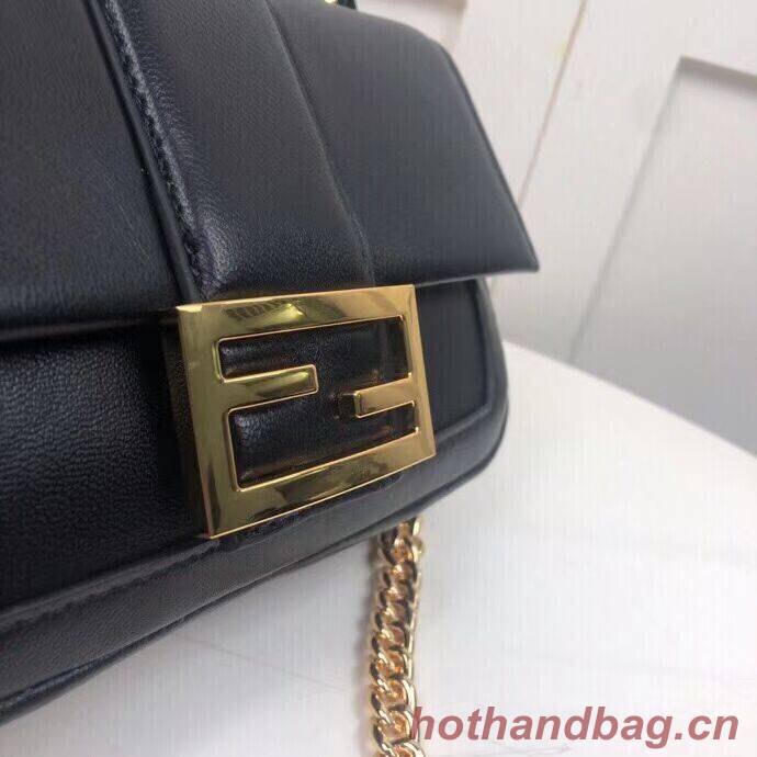 FENDI MINI BAGUETTE CHAIN Black nappa leather bag 8BS045A