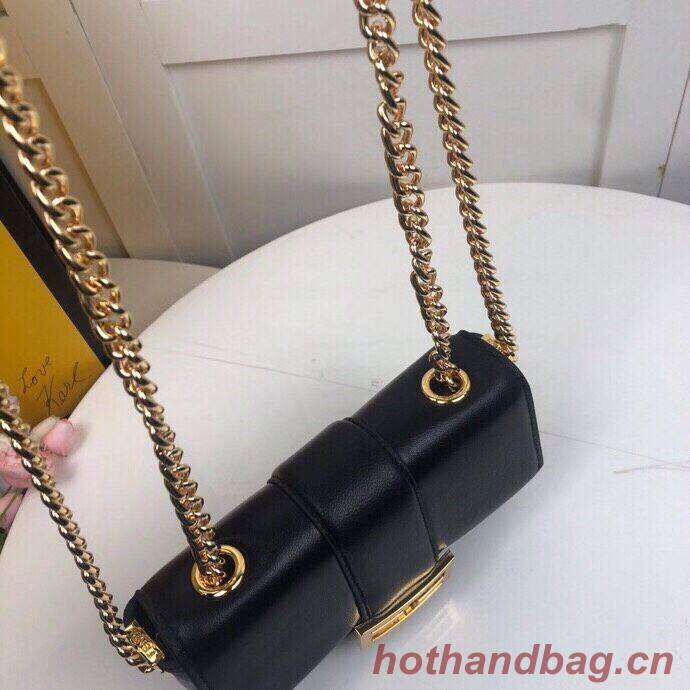 FENDI MINI BAGUETTE CHAIN Black nappa leather bag 8BS045A