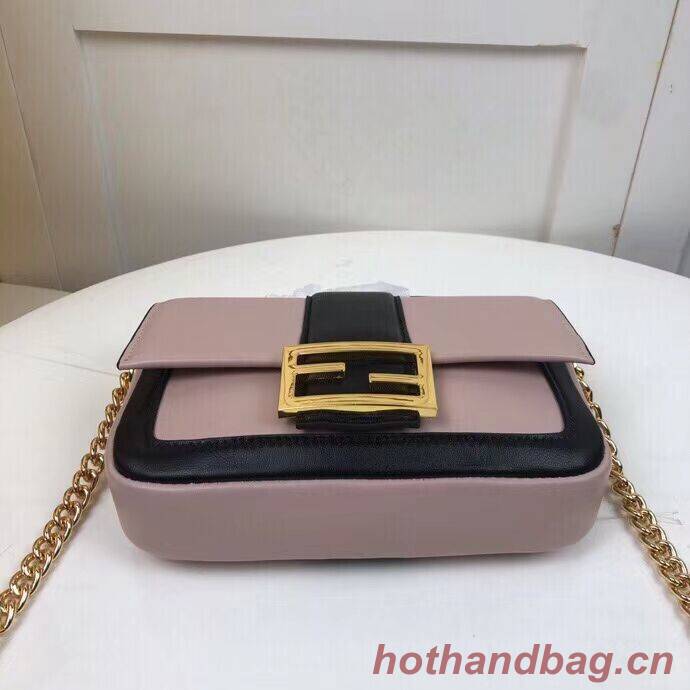 FENDI MINI BAGUETTE CHAIN Pink and black nappa leather bag 8BS045A