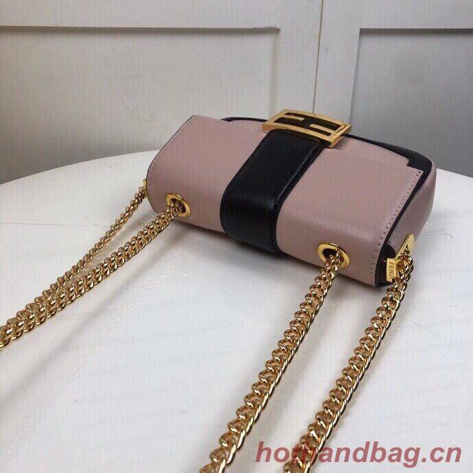 FENDI MINI BAGUETTE CHAIN Pink and black nappa leather bag 8BS045A