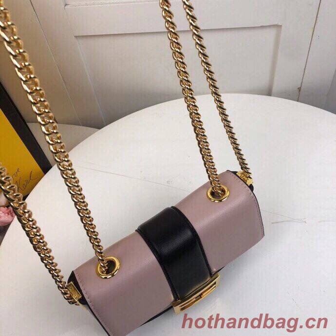 FENDI MINI BAGUETTE CHAIN Pink and black nappa leather bag 8BS045A