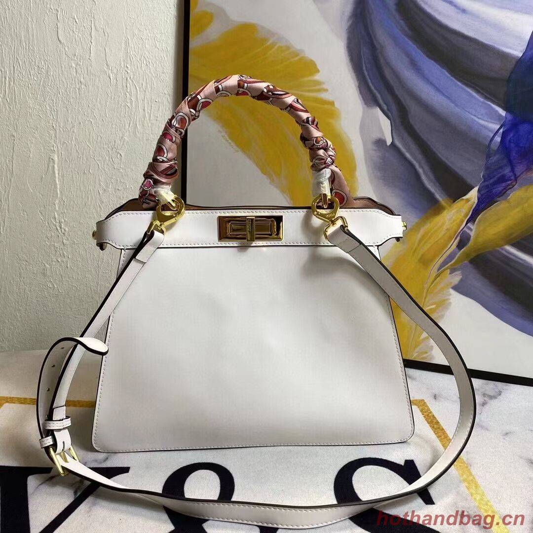 FENDI PEEKABOO ICONIC MEDIUM White leather bag F6946