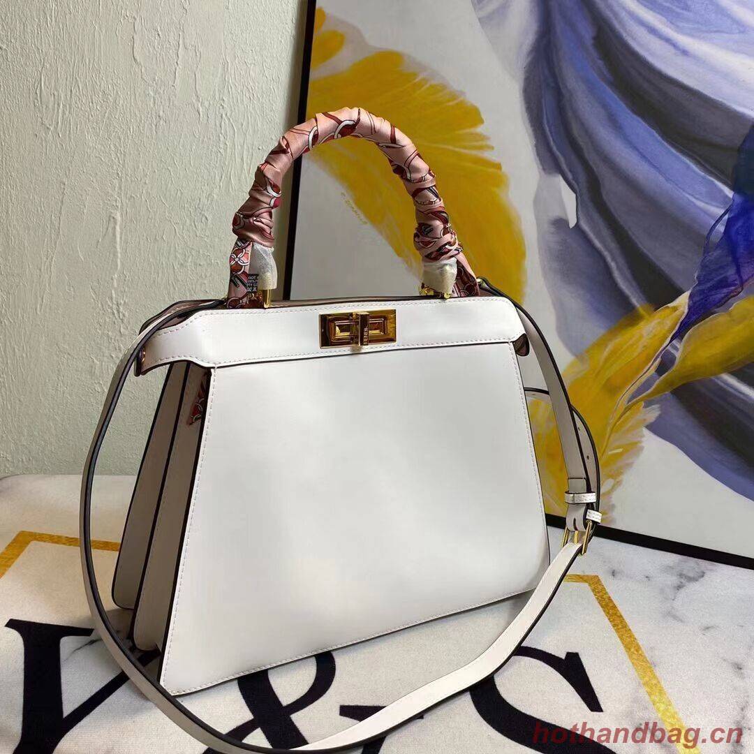 FENDI PEEKABOO ICONIC MEDIUM White leather bag F6946