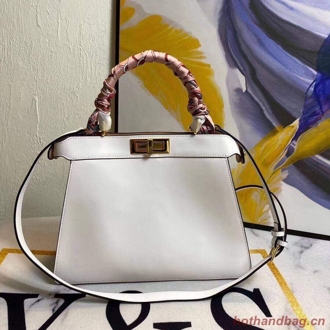 FENDI PEEKABOO ICONIC MEDIUM White leather bag F6946