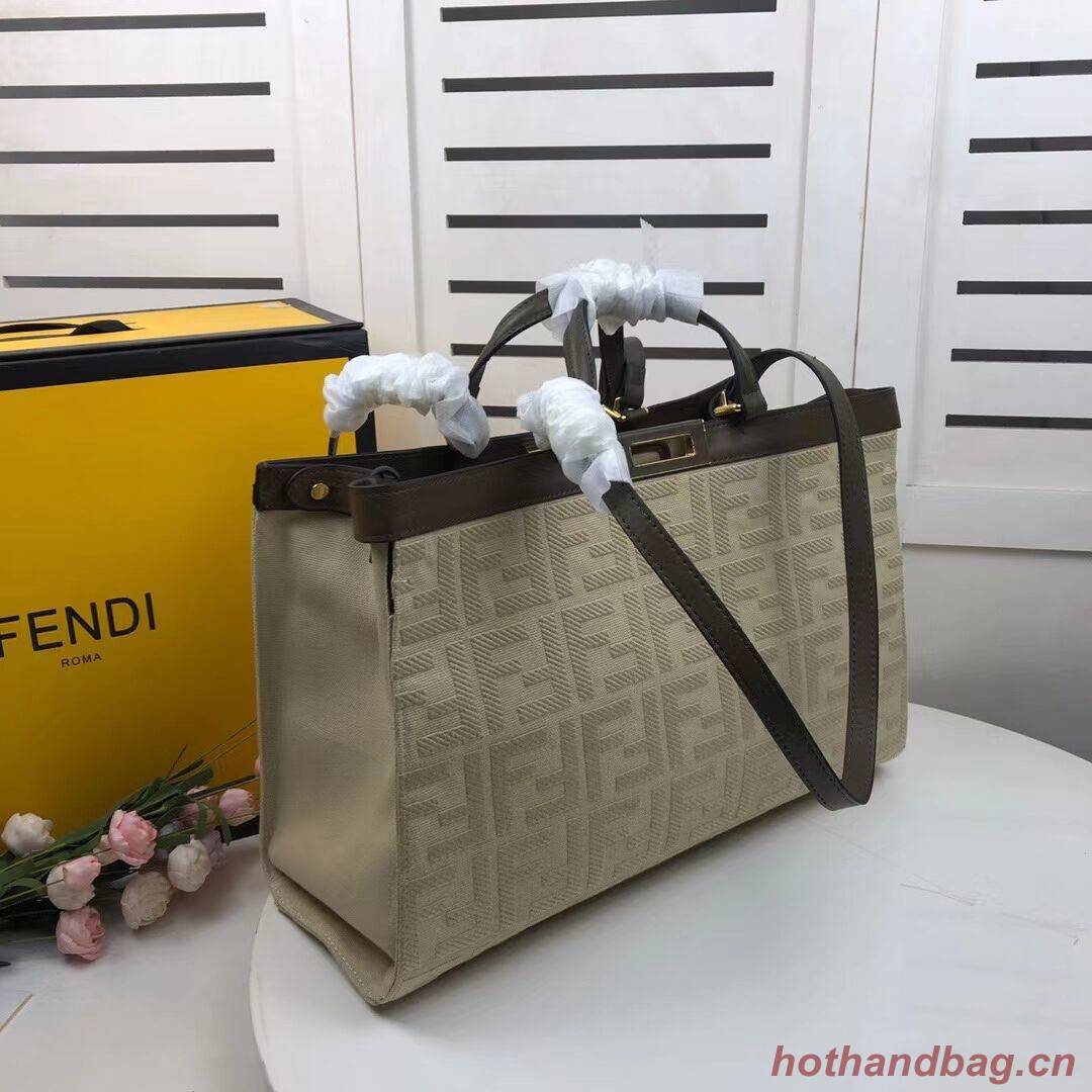 FENDI PEEKABOO X-TOTE canvas bag 8BH374A beige