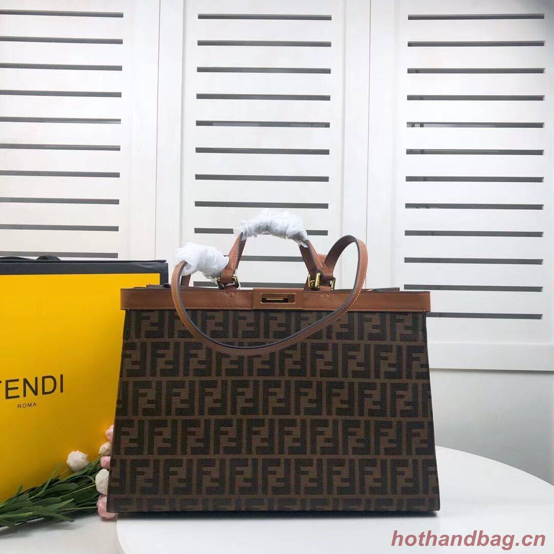 FENDI PEEKABOO X-TOTE canvas bag 8BH374A brown&black