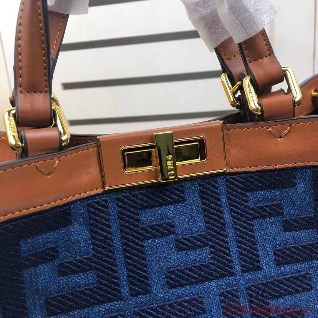 FENDI PEEKABOO X-TOTE canvas bag 8BH374A brown&blue